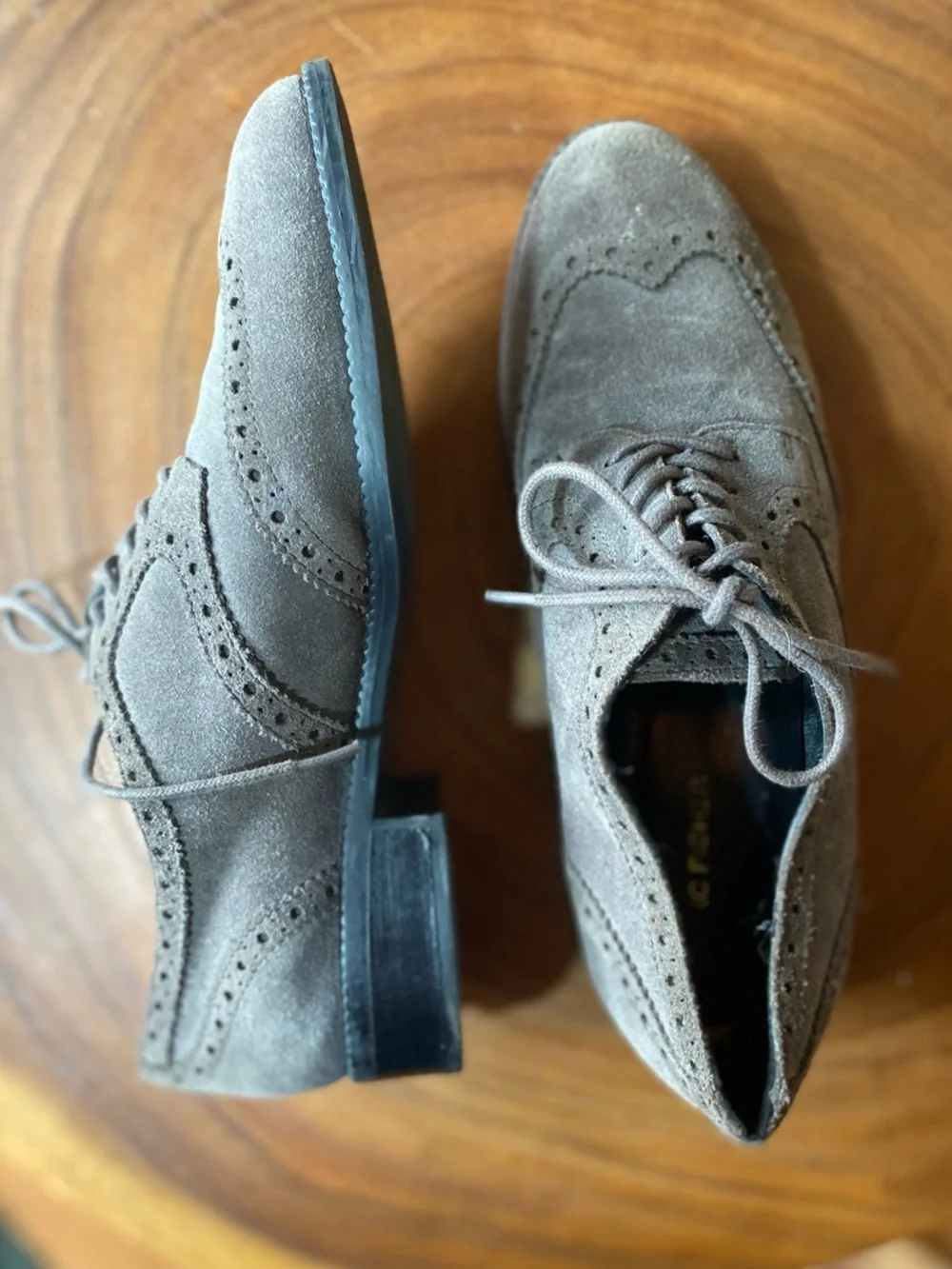 Marc Fisher Kathie Gray Suede Leather Wingtip Oxfords Lace Up Shoes Size 8M